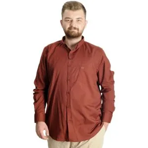 Büyük Beden Erkek Gömlek U.Kol Cepli Oxford 20366 Mürdüm