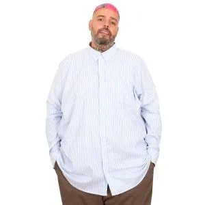 Battal Erkek Keten Çizgili Gömlek 20384