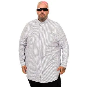 Battal Erkek Keten Çizgili Gömlek 20384