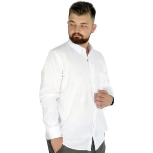 Big Size Men Linen Shirt with Lycra Band Collar 20388 Green
