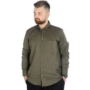 Big Size Men Linen Shirt with Lycra Band Collar 20388 Green