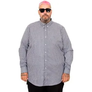 Büyük Beden Erkek Saten Çizgili Gömlek  20399