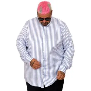 Büyük Beden Erkek Saten Çizgili Gömlek  20399