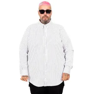 Büyük Beden Erkek Saten Çizgili Gömlek  20399