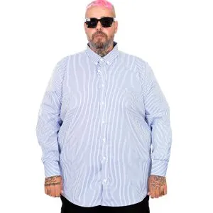 Büyük Beden Erkek Saten Çizgili Gömlek  20399