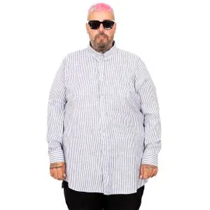 Büyük Beden Erkek Saten Çizgili Gömlek  20399