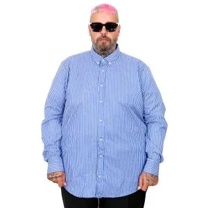 Büyük Beden Erkek Saten Çizgili Gömlek  20399