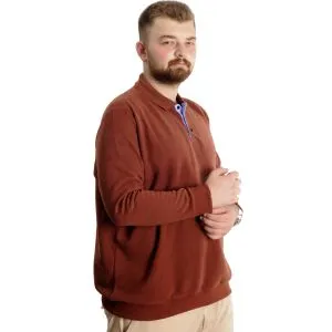 Big Tall Mens Polo Sweatshirt Velvet substitute 20440 Brick