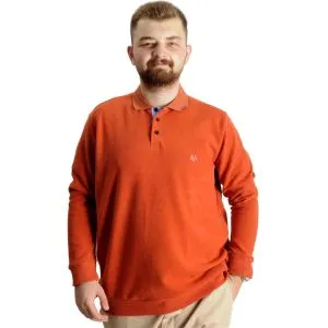 Büyük Beden Erkek Sweat Polo Selanik Nakışlı 20440 Tarçın