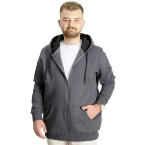 Big Size Mens Sweat Zippered Basic 20543 Smoked