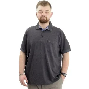Battal Beden Erkek Tshirt Polo Yaka Cepli Klasik Pike 20552 Antrasit