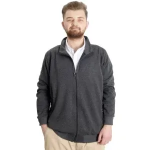 Buyuk Beden Man Cardigan Zipper Stell dog collar 20571 AntraMelange