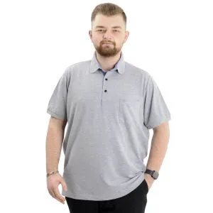 Big-Tall Men Polo T-Shirt With Pocket 20552 Gray Melange