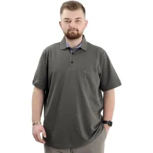 Battal Beden Erkek Tshirt Polo Yaka Cepli Klasik Pike 20552 Haki