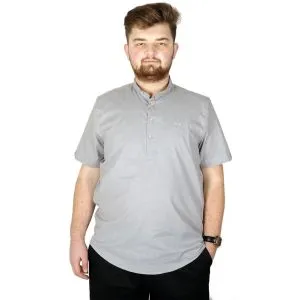 Big Size Men Shirt Short Sleeve Band Collar 20387 Gray