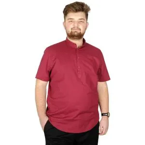 Big Size Men Shirt Short Sleeve Band Collar 20387 Plum
