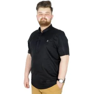 Big Size Men Shirt Short Sleeve Band Collar 20387 Black