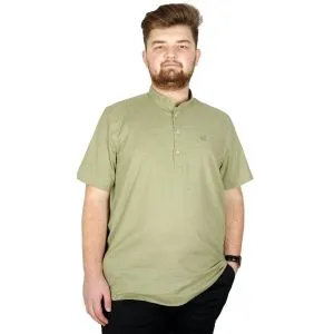 Big Size Men Shirt Short Sleeve Band Collar 20387 Green