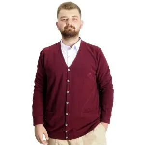Big-Tall Men Cardigan Button Closure Thessaloniki 20548 Burgundy