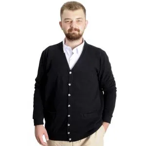 Big-Tall Men Cardigan Button Closure Thessaloniki 20548 Black