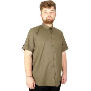 Large Size Men's Classic Linen Shirt with Lycra 20393 Khaki