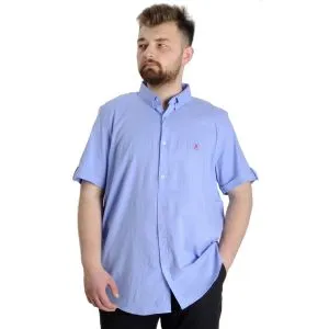 Large Size Men's Classic Linen Shirt with Lycra 20393 Blue