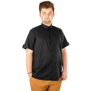 Large Size Men's Classic Linen Shirt with Lycra 20393 Black