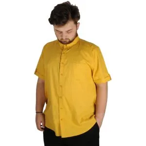 Large Size Mens Classic Linen Shirt with Lycra  20389 Mustard