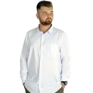 Big-Tall Men's Classic Shirt With Pocket and Lycra 20350 White