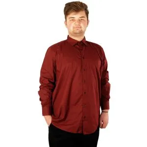 Big-Tall Men's Classic Shirt With Pocket and Lycra 20350 Burgundy