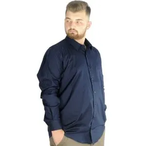 Big-Tall Men's Classic Shirt With Pocket and Lycra 20350 Navy Blue