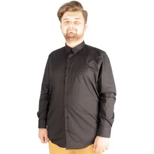 Big-Tall Men's Classic Shirt With Pocket and Lycra 20350 Black