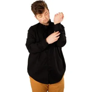 Big-Tall Men's Classic Shirt With Lycra 20351 Black