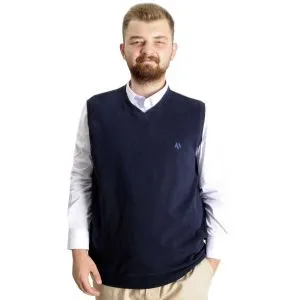 Big Tall Men Cardigan Sweater Vase Thessaloniki Fabric 20547 Navy Blue