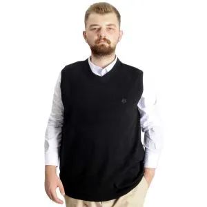 Big Tall Men Cardigan Sweater Vase Thessaloniki Fabric 20547 Black