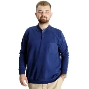 Büyük Beden Erkek Sweat Polo Selanik Basic 20441 İndigo