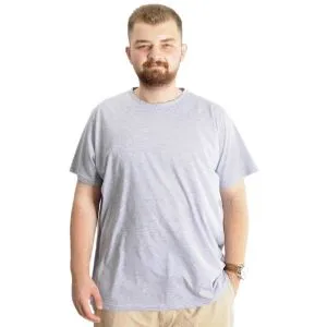 Büyük Beden Erkek T-Shirt Basic 20031 Gri Melanj