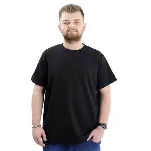Big Size Mens T-Shirt Crew Neck WAFFLE 20033 Black
