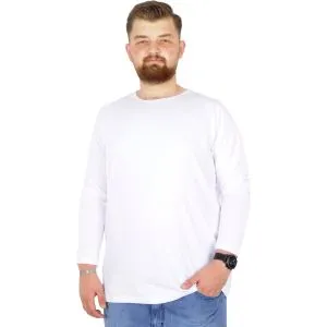 Big Tall Men s Basic T-shirt Long Sleeve 20102 White