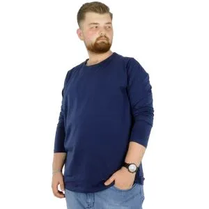 Big Tall Men s Basic T-shirt Long Sleeve 20102 Indigo Blue