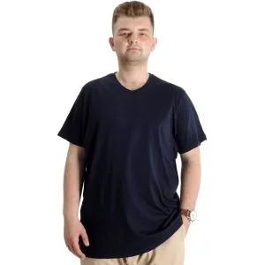 Big Size Men's Basic T-shirt V Collar 20032 Navy Blue