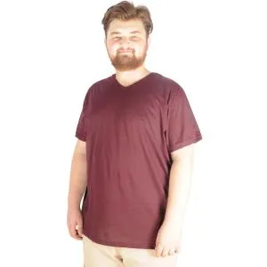 Big Size Mens Basic T-shirt V Collar 20032 Plum