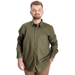 Big-Tall Men's Classic Shirt With Pocket and Lycra 20350 Khaki