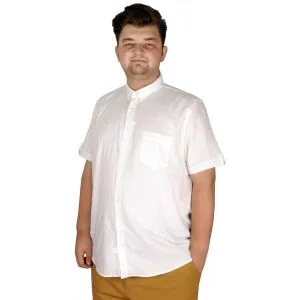 Large Size Men's Classic Linen Shirt with Lycra 20389 White