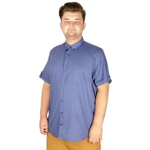 Large Size Men's Classic Linen Shirt with Lycra 20389 Indigo