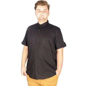 Large Size Men's Classic Linen Shirt with Lycra 20389 Black