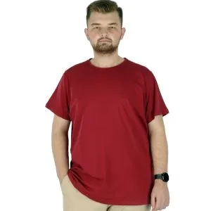 Büyük Beden Likralı T-shirt Bisiklet Yaka 20149  Bordo