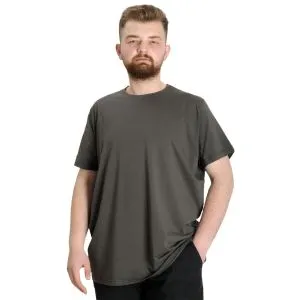 Büyük Beden Likralı T-shirt Bisiklet Yaka 20149 Haki