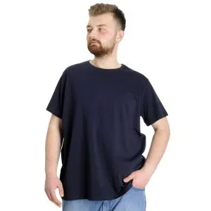 Büyük Beden Likralı T-shirt Bisiklet Yaka 20149 Lacivert