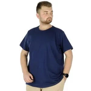 Büyük Beden Likralı T-shirt Bisiklet Yaka 20149 İndigo